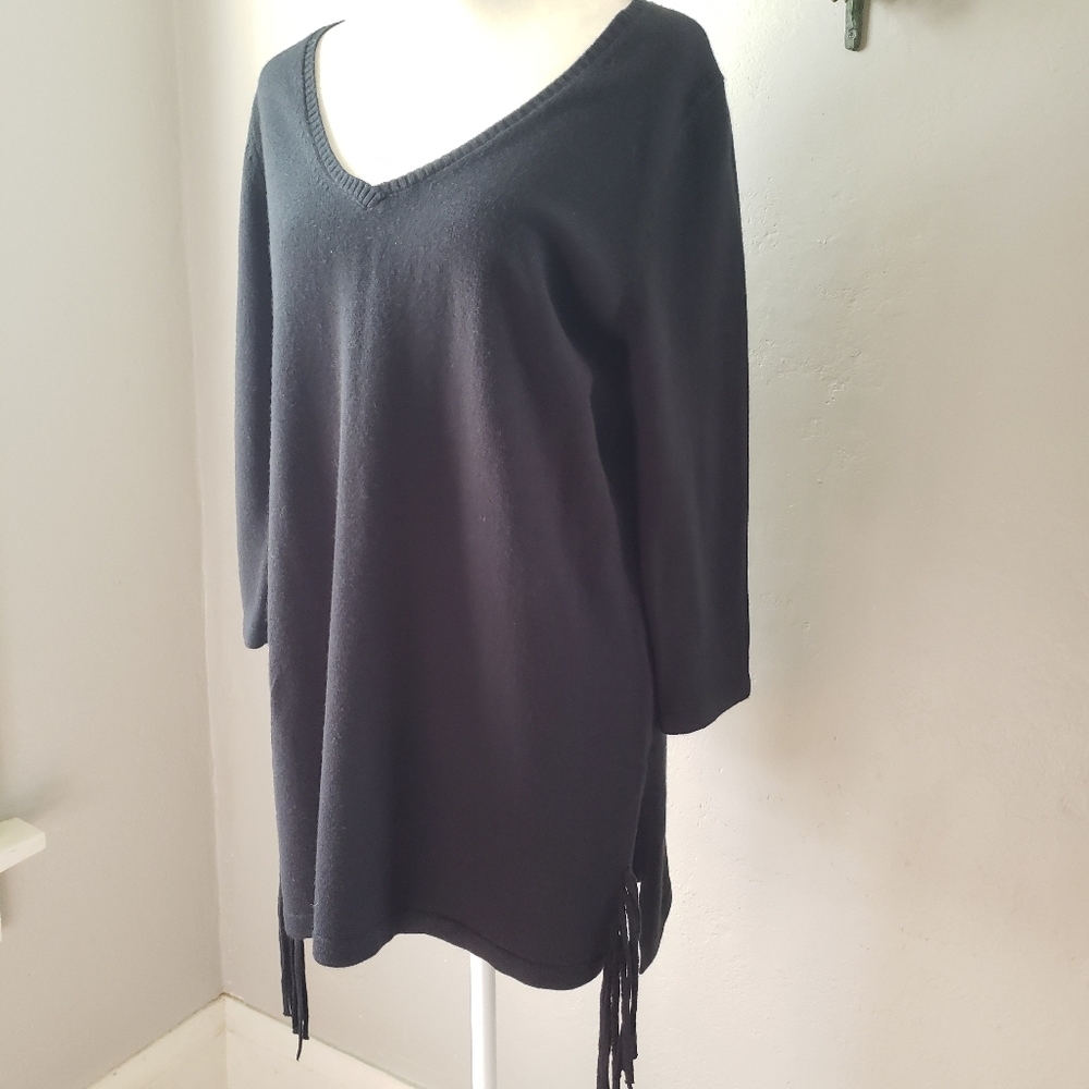 The Limited black tunic top with tasseled sides M